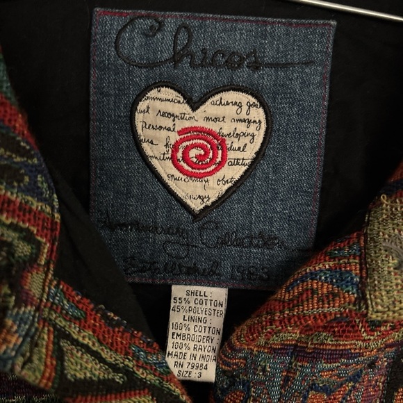 Chico's Red and Orange Blazer with Geometric Patterns - Picture 5 of 7